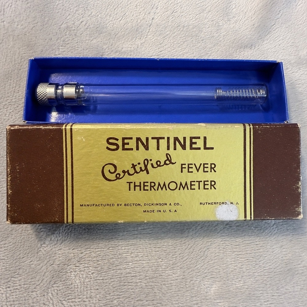 Vintage Sentinel‎ Certified Fever Thermometer Box & Protective Case Only BD USA